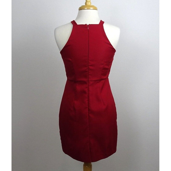 Lulu's Twist Halter Skater Mini Dress Sleeveless Cocktail Party Prom Maroon M - Picture 4 of 12